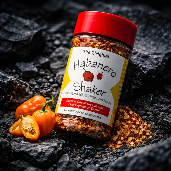Habanero Shaker bottle on dark charcoal